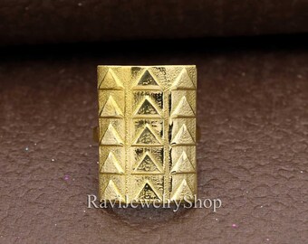 Handmade Ring, Full Finger Ring, Brass Ring, Geometric Ring, Chunky  Ring, Bohemian Ring, Boho Jewelry, Long Statement Ring, Ethnic Ring