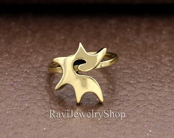 Spike Ring, Dainty Point Ring, Golden Modern Ring, Geometric Pointed Jewelry, Cool Ring, Brass Unisex Ring, Spikes Chevron Ring,