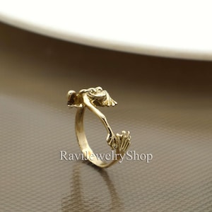 Handmade Brass Frog Ring | Adjustable Amphibian Jewelry | Nature Animal Ring | Whimsical Boho Brass Gift | Cute Frog Lover Jewelry