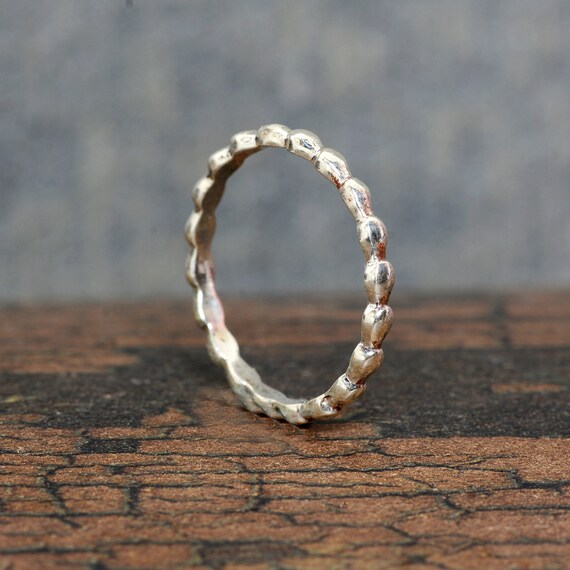 Silver Rings Thin Silver Band Rings Stacking Ring Beaded Etsy