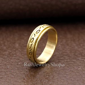 Engraved Band Ring, Gold Band Ring, Minimal Band Ring, Handmade Ring, Unique Band Ring, Gold Anniversary Band Ring, Thumb Ring