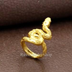 Snake Ring, Adjustable Brass Snake Ring, Gold Serpent Ring ,Vintage Snake Ring, kundalini Ring, Bohemian Ring, Snake Lovers Gift,