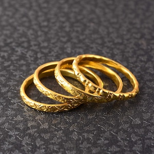 Ultra Thin Gold Filled stacking rings set, 14K gold fill stacking rings, skinny gold stacking ring, hammered gold ring, gold rings