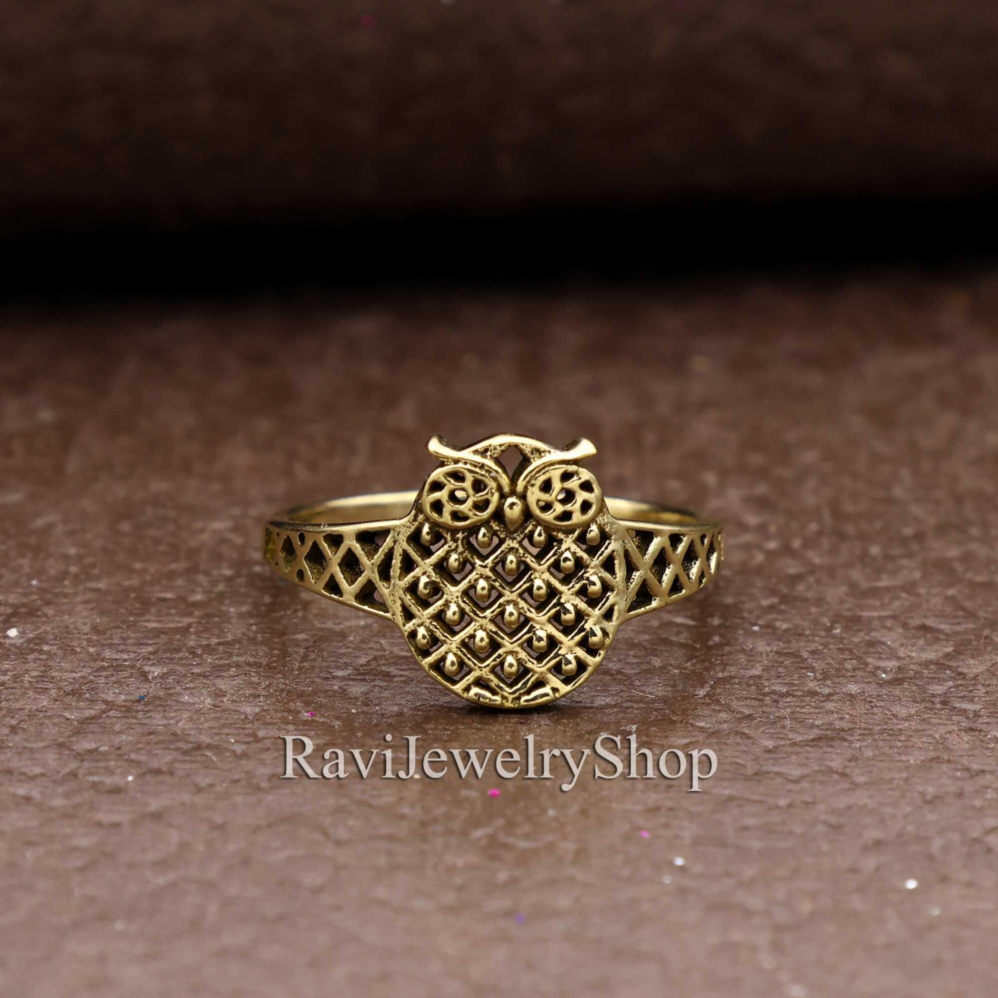 Owl Ring, Dainty Ring, Dainty Owl Ring, Brass Ring, Bird Ring, Gold Statement Ring, Filigree Owl Rin
