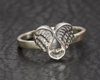 Sterling Silver Angel Wings Ring | Angel Feather Jewelry Men Women