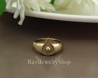 Shiva Lingam Ring for Men, Spiritual Hindu Jewelry, Adjustable Sacred Symbol Ring, Handmade Gold Tone Statement Ring, Gift for Devotees