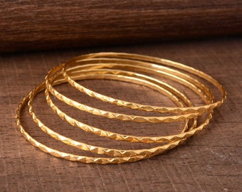 Set of 3 Bracelets, 14k Gold Filled Bangles, Thin Bangle Bracelets,  14k Yellow Gold Stacking Bracelets, Modern Minimalist