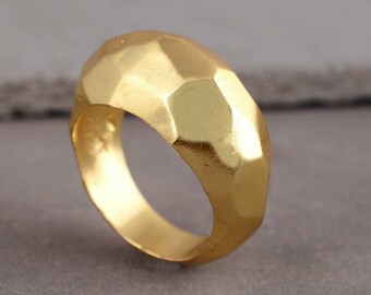 18K gouden ring stapelbare ringen voor vrouwen koepelring gold filled ring minimalistische ring dikke gouden ring statement ring cadeau voor moeder cadeau voor haar