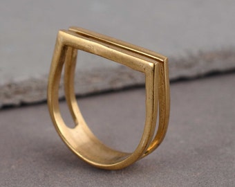 Handmade Ring, Square Ring, Modern Ring, Statement Ring, Minimal Ring, Bar Ring, Gift For Her, Gold Ring, Boho Ring,Dainty Ring, rv-ldnd.