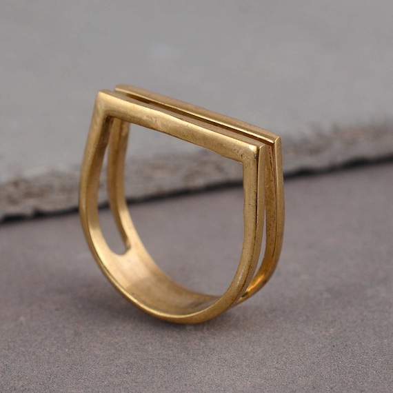 Handmade Ring, Square Ring, Modern Ring, Statement Ring, Minimal Ring, Bar Ring, Gift For Her, Gold Ring, Boho Ring,Dainty Ring, rv-ldnd.