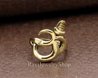 Om-ring, Ohm-ring, Meditation-ring, Unisex Om-tumring, Om Shiva-ring, Andlig symbolring, Skyddsring, Mässingsring, Yogasmycken