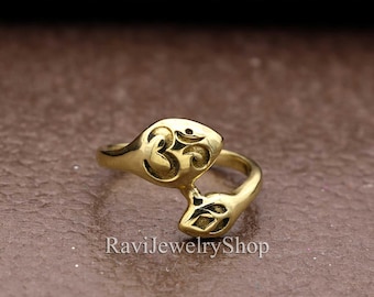 Om-ring, Ohm-ring, Medlingsring, Unisex Om-tumring, Om Shiva-ring, Andlig symbolring, Skyddsring, Mässingsring, Yogasmycken
