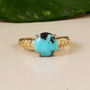 18k gold Turquoise gemstone Ring, Handmade Ring, Vintage Ring, gold-filled Ring, gold Ring,  turquoise Ring, Ring For Women, Christmas Gift