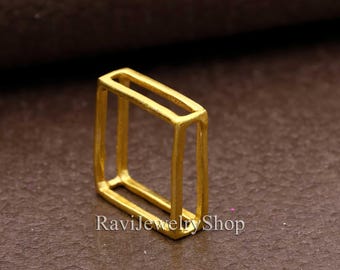 Golden Bar Ring, Modern Ring, Minimalist Bar Ring, Geometric Ring, Birthday Gift Ring, Square Ring, Brass Ring, handmade, Gift For Her