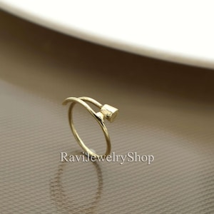 Minimalist Nail Wrap Ring, Adjustable Industrial Style Jewelry, Handmade Symbolic Ring for Men or Women, Modern Gift with Bold Design