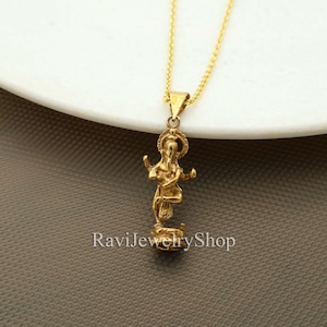 Lakshmi Devi Pendant Necklace | Hindu Goddess Brass Jewelry | Handmade Religious Charm | Gold  Ethnic Pendant | Gift for Devotees