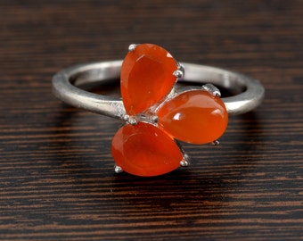 Anello di corniola, Anello di pietre preziose, Piccolo anello di corniola, Rosso, Moderno, Semplice, Tutti i giorni, Regalo, Gioielli di pietre preziose, Pietra naturale, Anello impilabile
