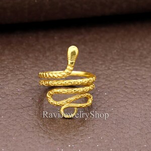 Snake Ring, Adjustable Snake Ring, Gold Serpent Ring ,Vintage Snake Ring, Open Snake Ring, Spiral Ring, Snake Lovers Gift, Brass Ring