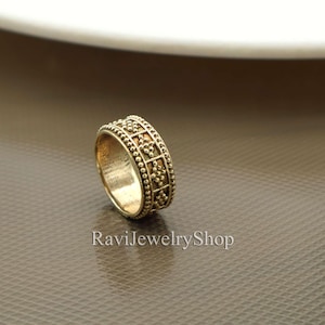 Ornate Ethnic Brass Ring | Handmade Antique Gold Tribal Ring | Adjustable Boho Band Ring | Vintage Style Jewelry | Gift for Her or Him