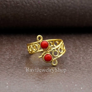 Coral Ring, Red Coral Ring, Handmade Ring, Coral Gemstone Ring, Boho Ring, Promise Ring, Natural Coral Ring For Women, Gift Ring