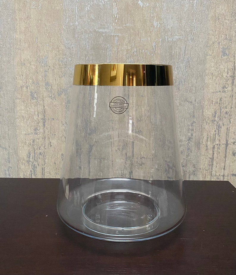 Clear Glass Vase With Gold Rim Premium Quality Etsy