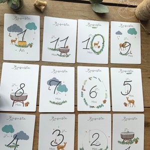 Carte bébé / Carte étape berceau, animaux de la forêt PERSONNALISEE