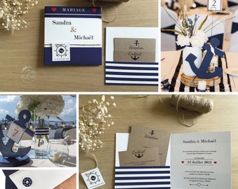 Faire-part mariage Marin/ bleu marine