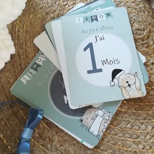 Cartes étapes PERSONNALISEES Bleu aquarelle