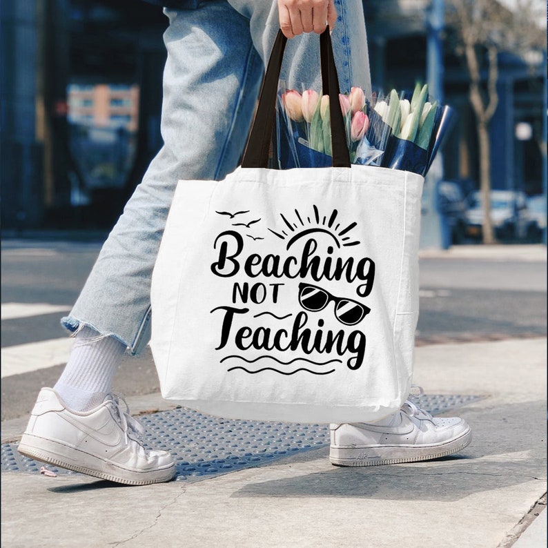 Download Summer Tote Bags Beaching Not Teaching Tote Reusable Bag ...