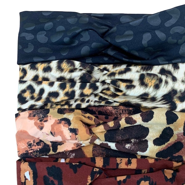 CLEARANCE BUNDLE Cheetah Leopard Print Headband | Twist Headband | Knotted Headband | Animal Print Headband | Nurse Headband | Gym Headband