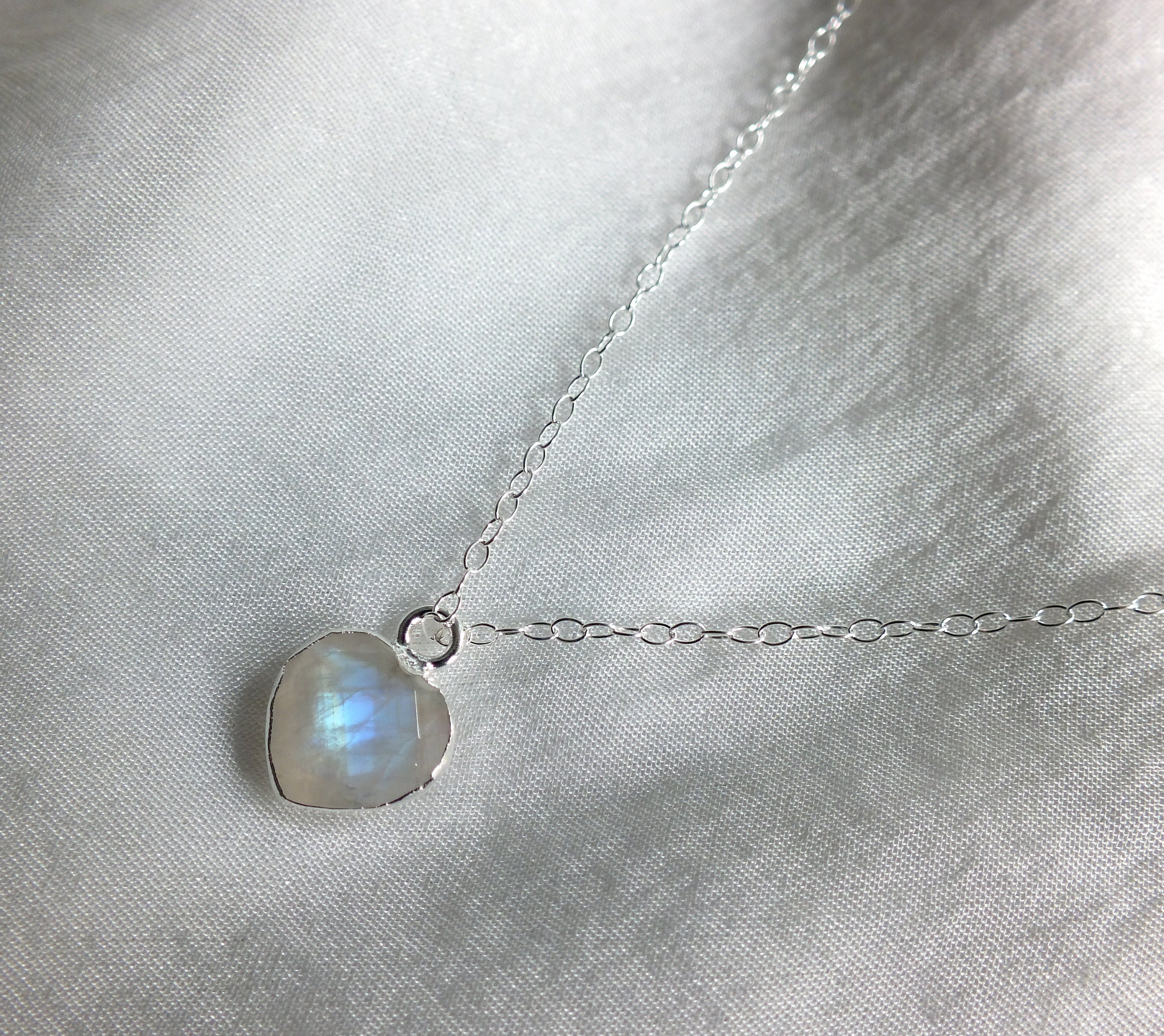 Moonstone Heart Necklace with Silver Plated Moonstone Etsy