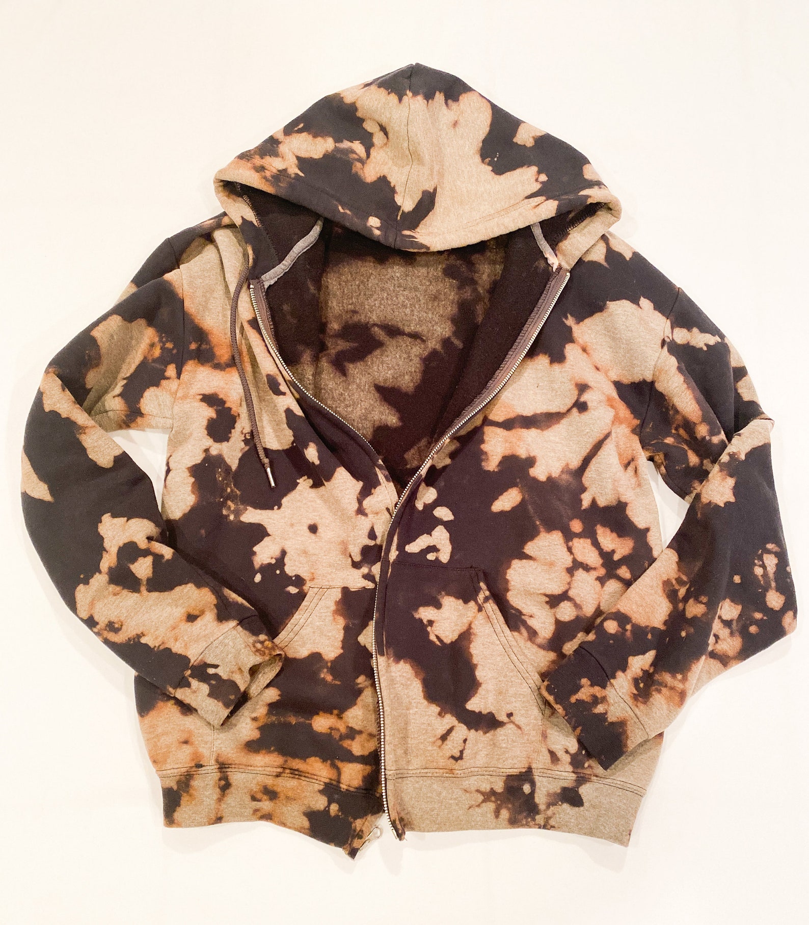 Bleached ZipUp Sweatshirt Acid Wash Hoodie Tie Dye Etsy