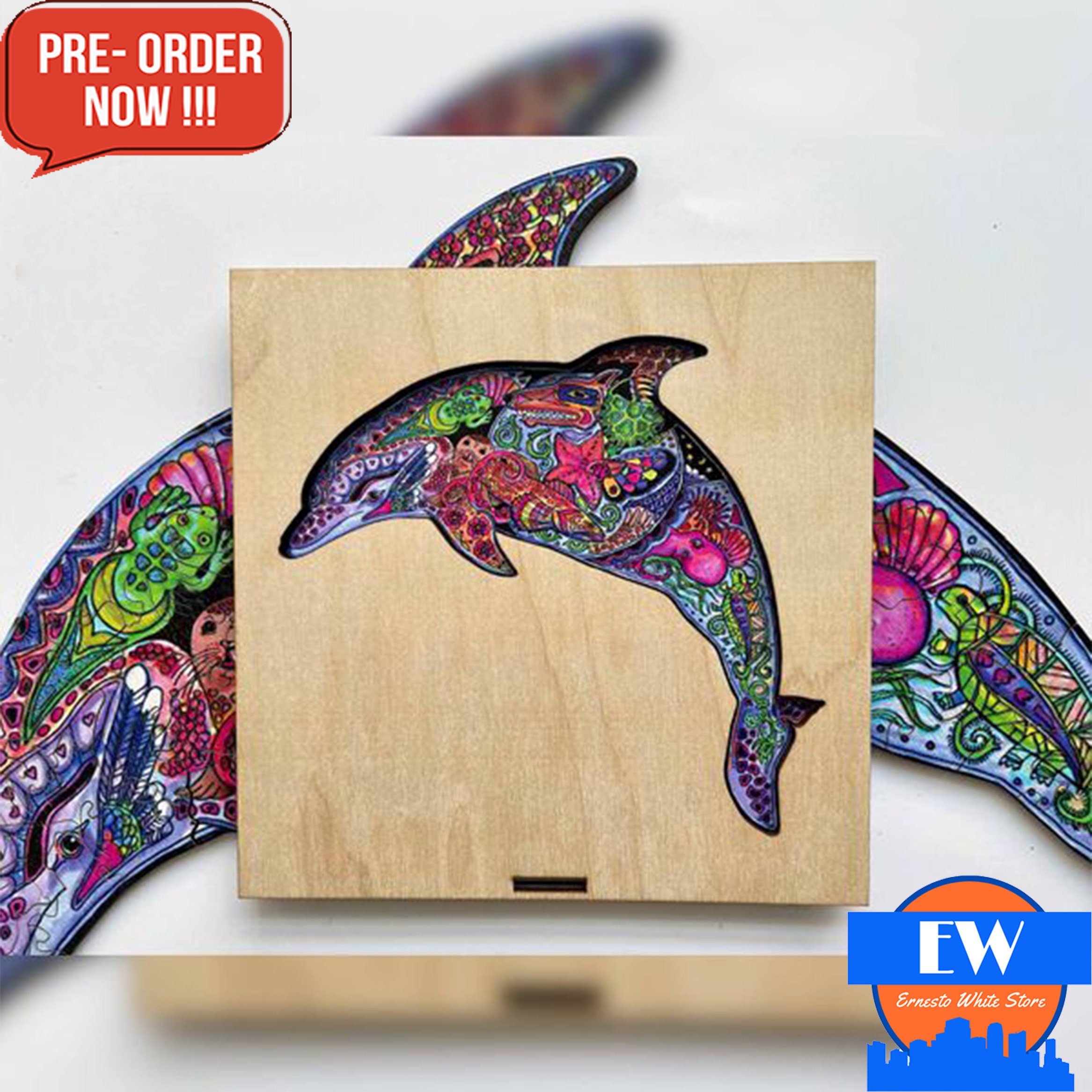 Dolphin Puzzle Wooden Puzzles Personal Puzzle Gift for Etsy