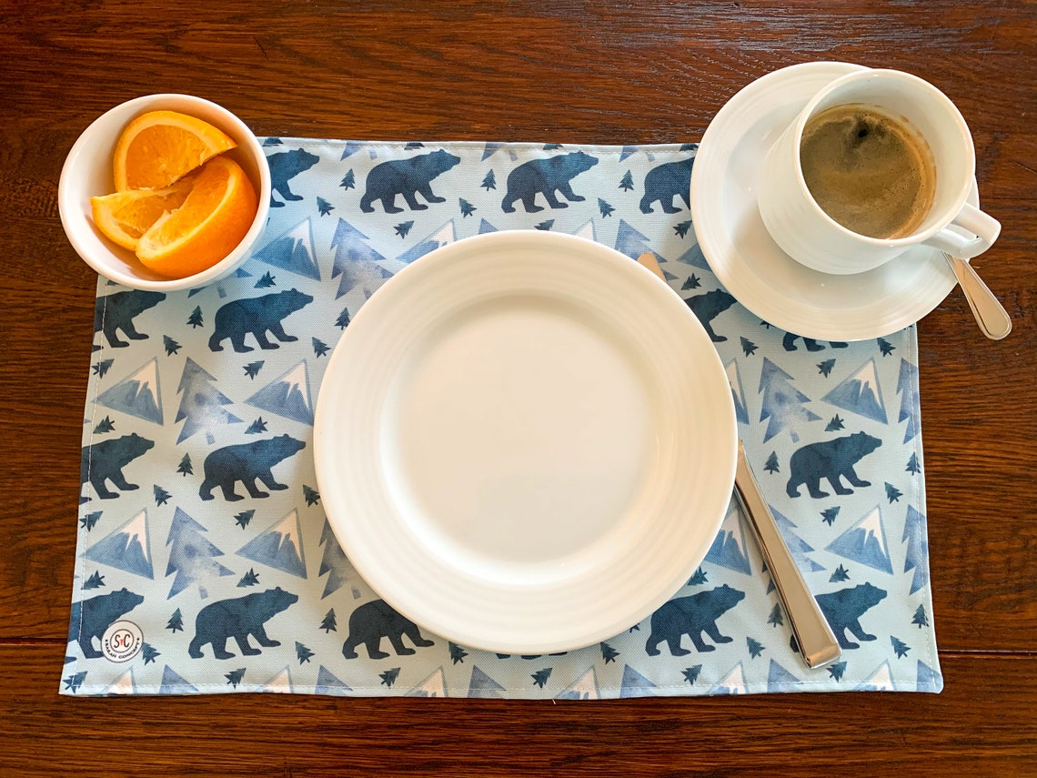 Set of Reversible Placemats Bears Print Etsy