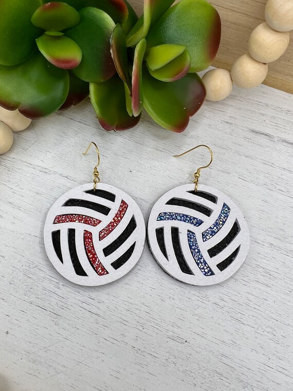 Genuine Leather Volleyball Earrings. Etsy