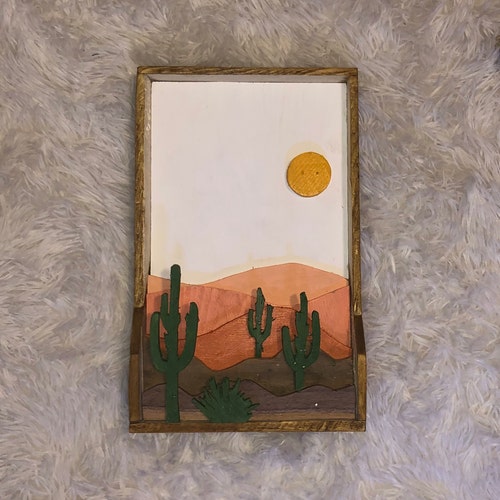 Desert Sun Wood Art Etsy