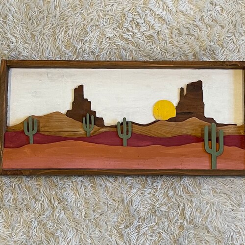 Desert Sun Wood Art Etsy