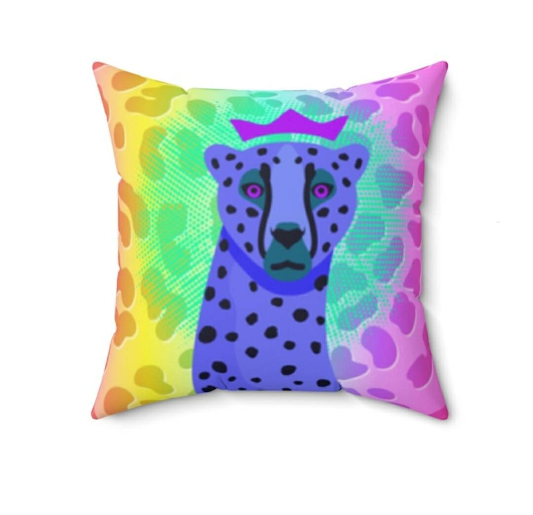 Blue Leopard Pillow Etsy