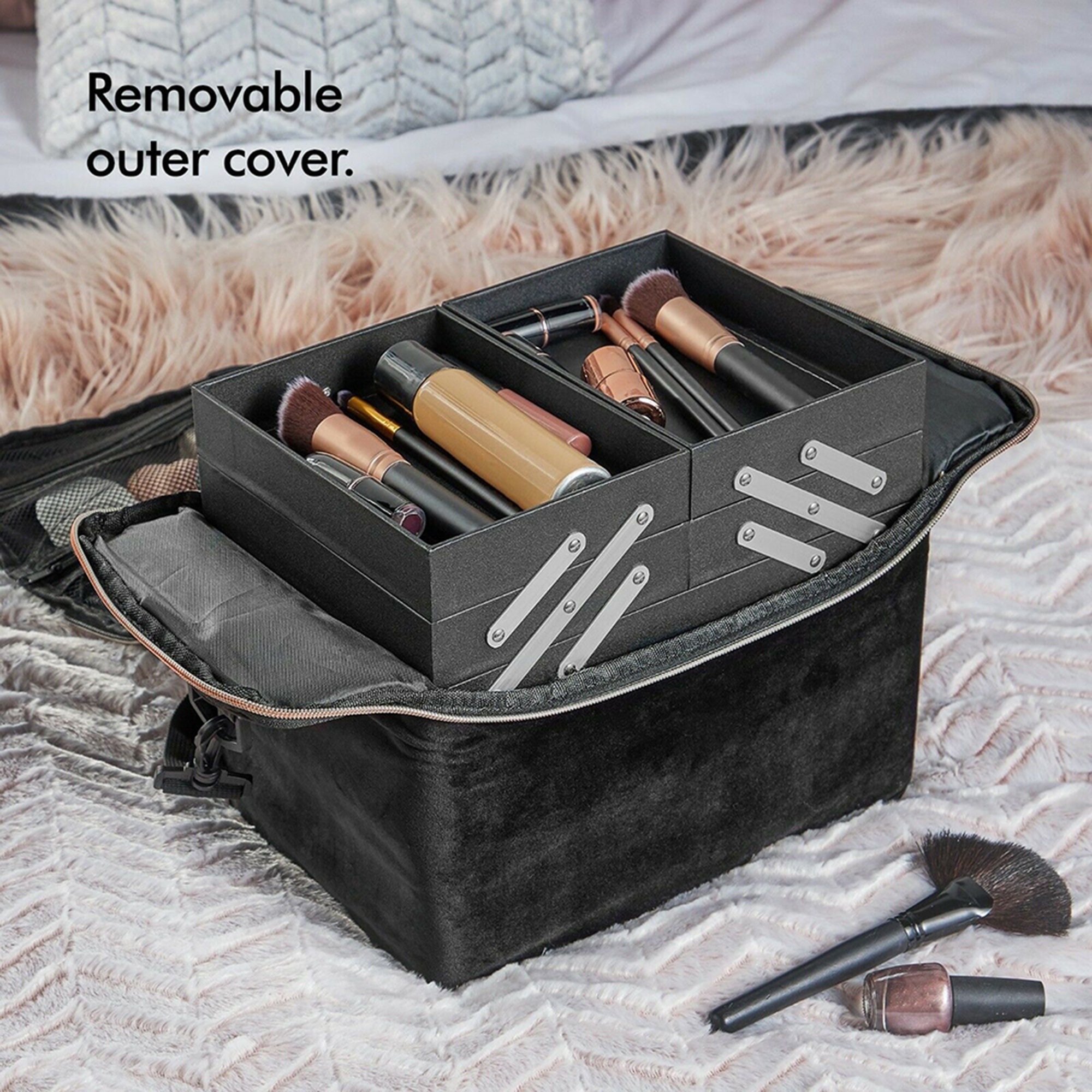 New Velvet Make up Beauty Carry Bag & Organizer With Fold Out Etsy