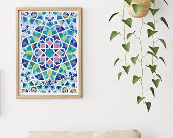 Moroccan Wall Art, Moroccan Print, Geometric Art, Ornamental, Bohemian print, Arabic Art, Islamic Art, Geometric Print, Boho Print