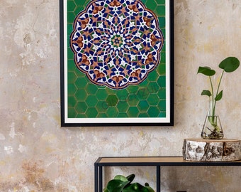 Moroccan Wall Art, Moroccan Print, Geometric Art, Ornamental, Bohemian print, Arabic Art, Islamic Art, Geometric Print, Dark Boho