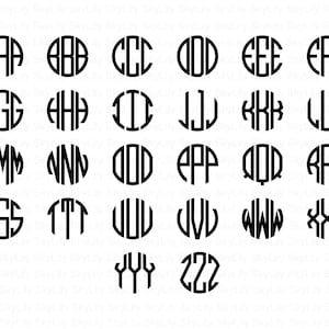 Round Monogram Font - .TTF Format - Personalized Initials - Instant Digital Download