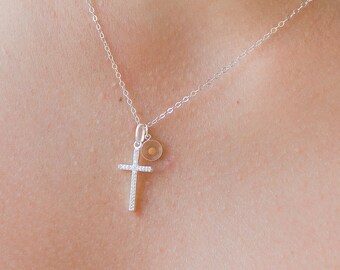 Mustard Seed and Cross necklace. Sterling silver Mustard seed jewelry. Christian necklace jewelry for women. Visible Faith gift.