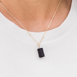 Black Tourmaline Necklace: Sterling Silver or Gold Filled, Natural Stone Protection