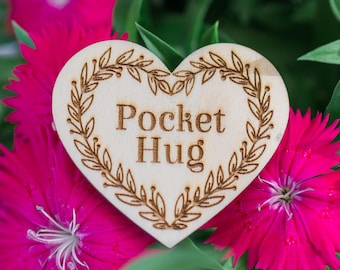 Personalized Wood Pocket Hug Token: Custom Emotional Support Gift