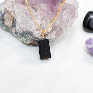 Black tourmaline necklace. Gold filled or sterling silver natural stone jewelry for protection, cleansing and healing. Crystal necklace.