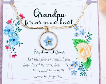 Collana ricordo commemorativo dei nonni. Dimenticami non Perdita del dono del padre. Gioielli di ricordo della simpatia del nonno. Gioielli floreali.