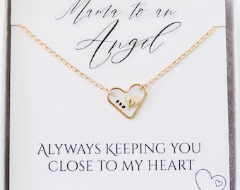 Miscarriage necklace. Angel Mama. Baby's breath flower and forget me not seed. Dainty infant loss  keepsake. Sympathy gift. Memorial.