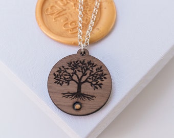 Mustard seed necklace. Walnut pendant with Mustard tree and mustard seed. Faith jewelry. Wood Faith necklace. Christian gift. Christmas gift