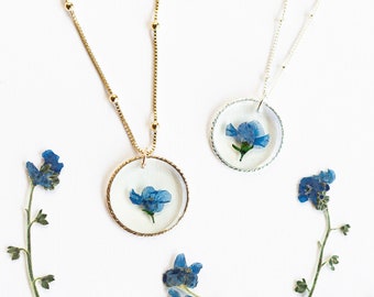 Vergeet me niet bloemen miskraam cadeauketting. Herdenkingscadeau voor verlies van zwangerschap en baby. Herdenkingscadeau kind voor moeder.